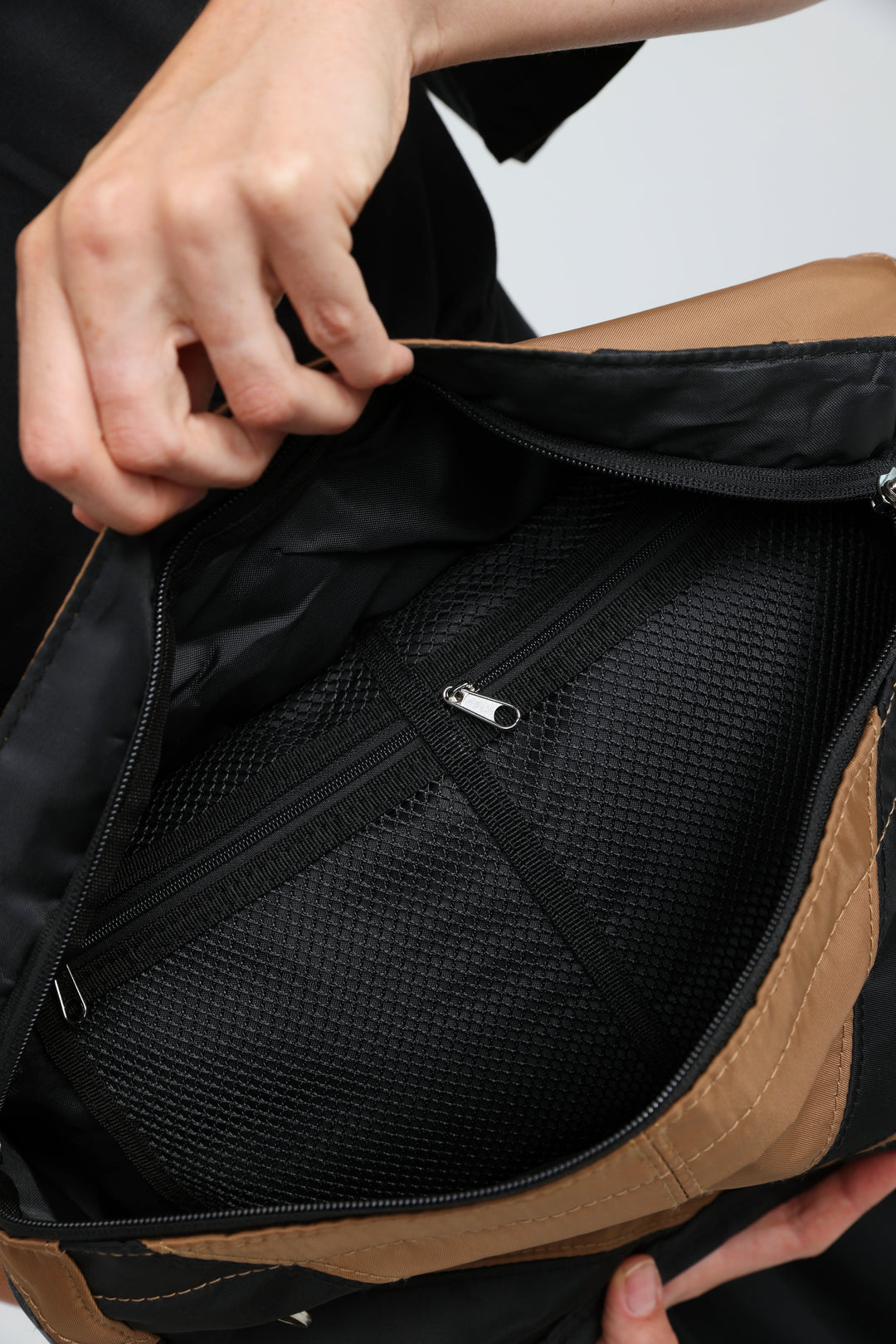 Chevron Black/Camel Belt Bag