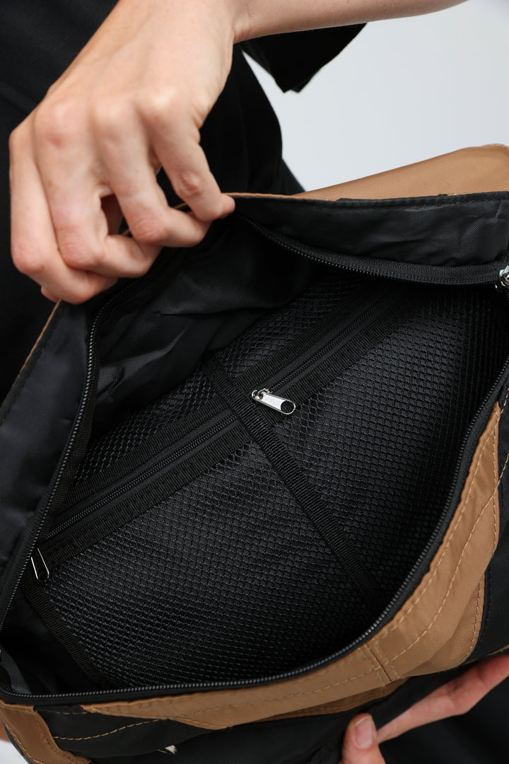 Chevron Black/Camel Belt Bag
