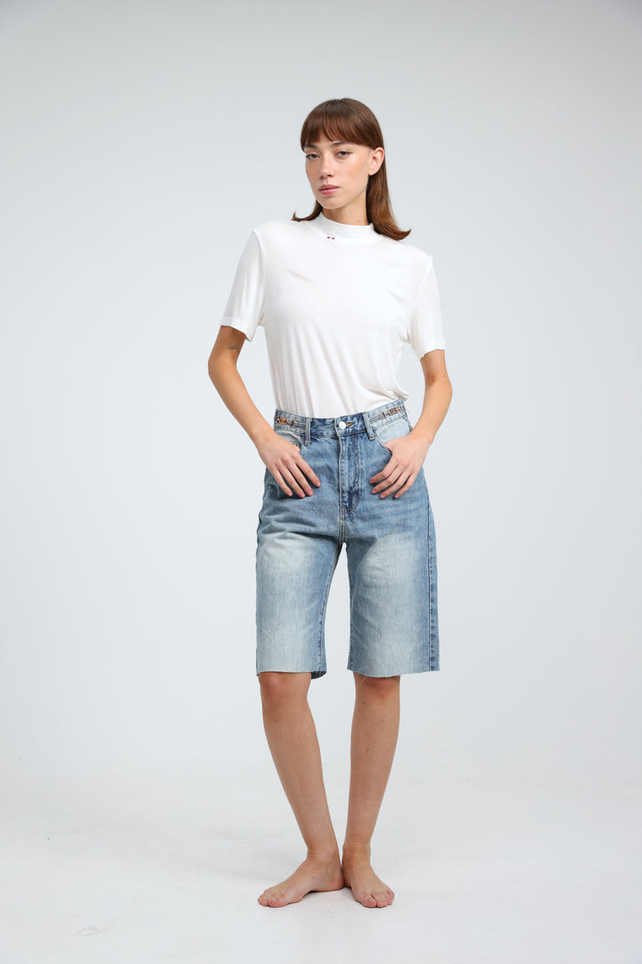 T Star Blue Bermuda Denim Shorts