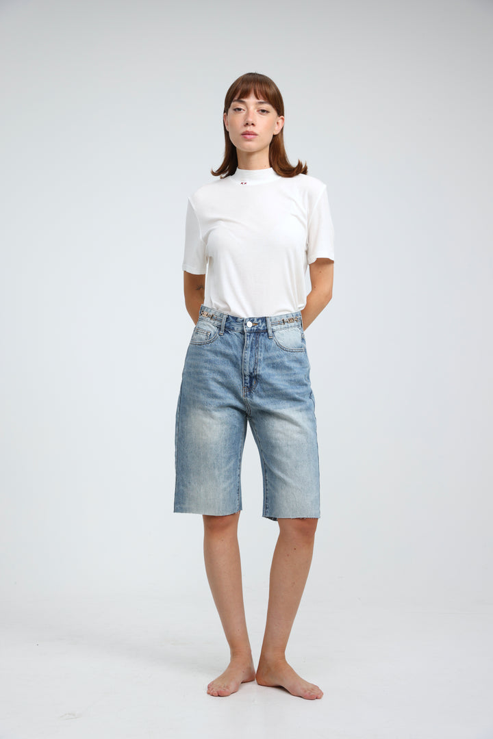 T Star Blue Bermuda Denim Shorts