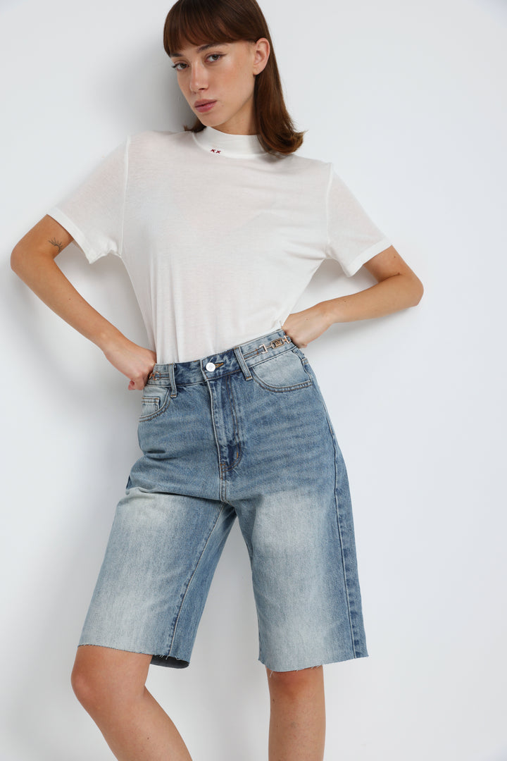 T Star Blue Bermuda Denim Shorts