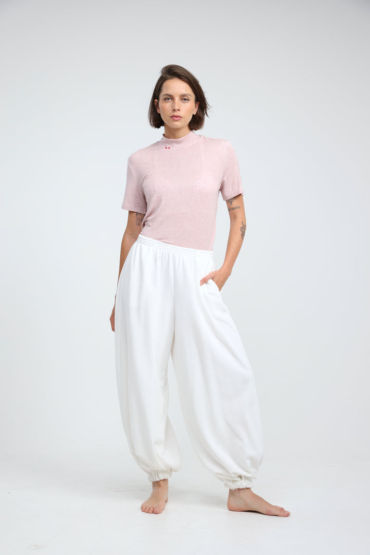 Clean40 White Balloon Joggers