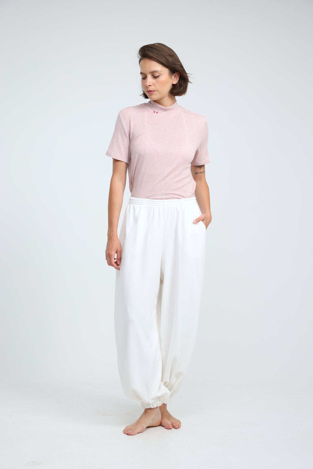 Clean40 White Balloon Joggers