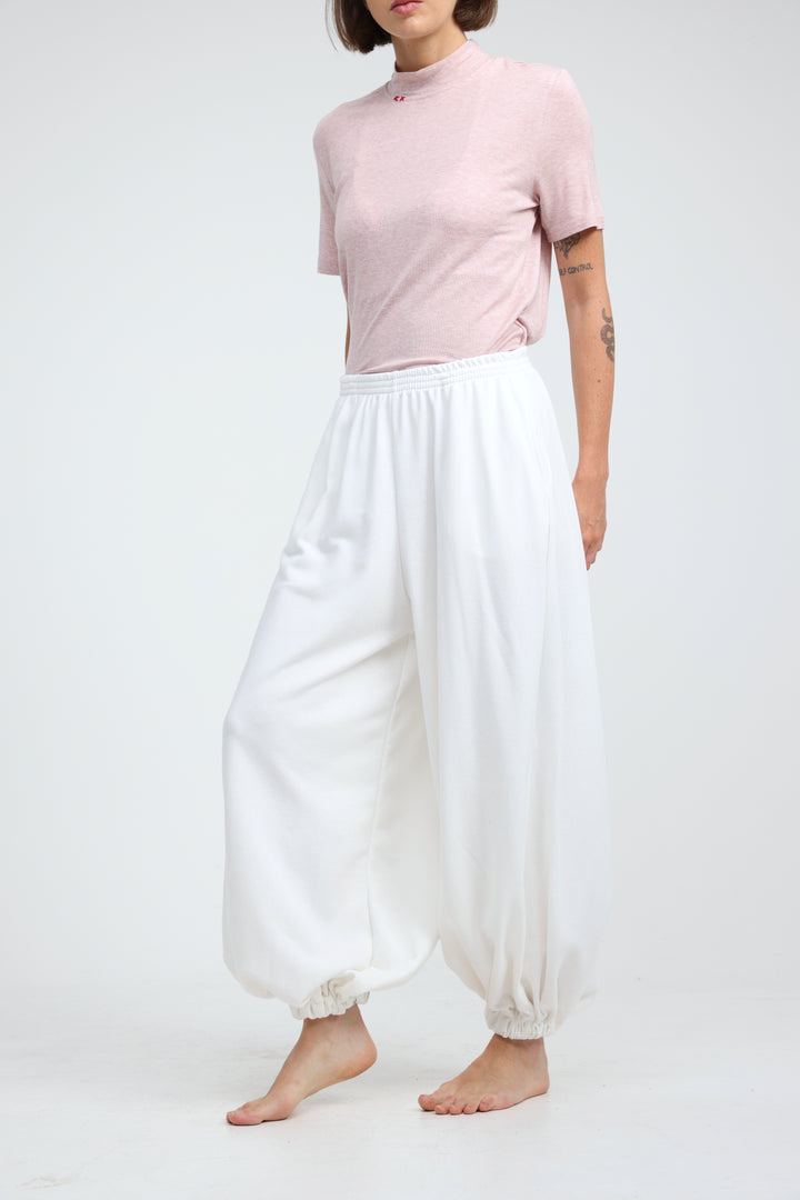 Clean40 White Balloon Joggers
