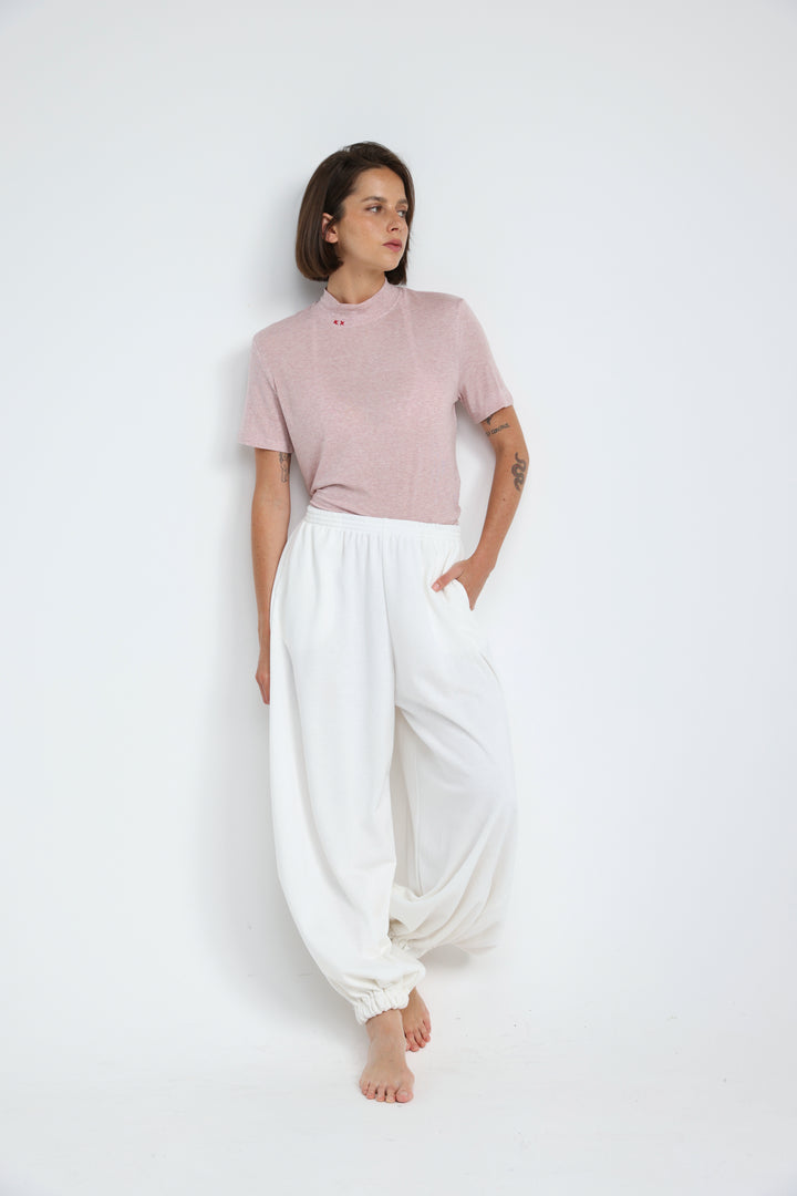 Clean40 White Balloon Joggers