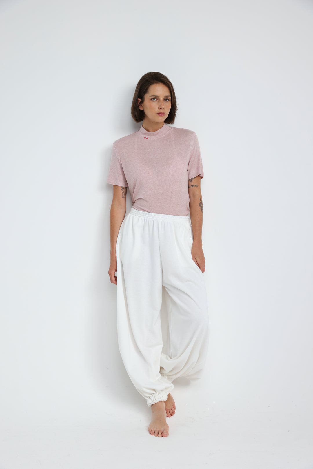 Clean40 White Balloon Joggers
