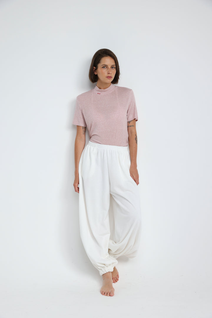 Clean40 White Balloon Joggers