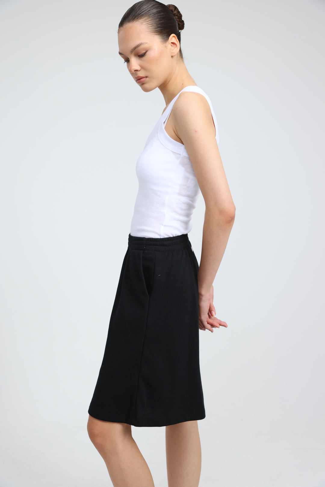 Clean37 Black Wide Bermuda Shorts