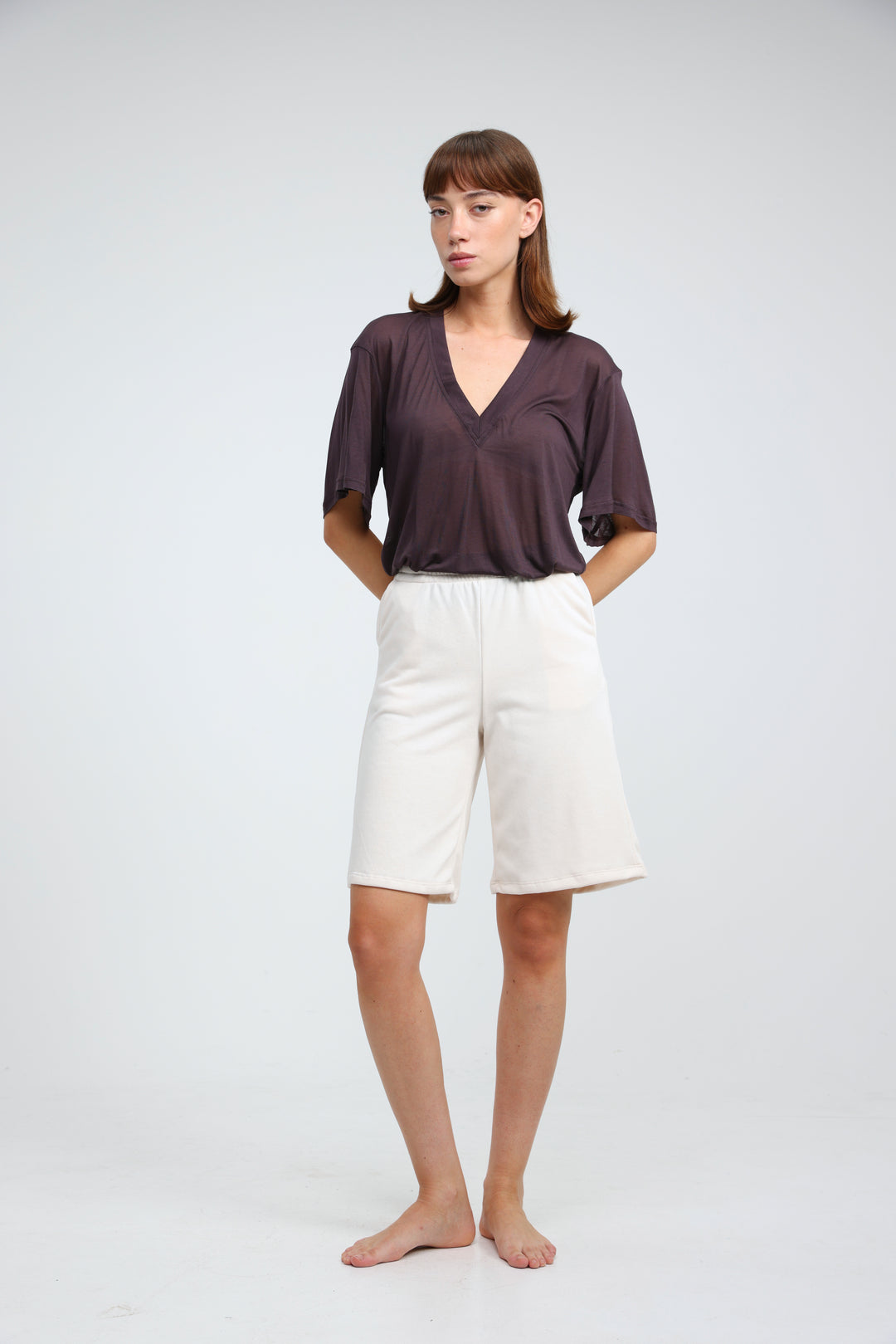 Clean38 Cream Bermuda Shorts
