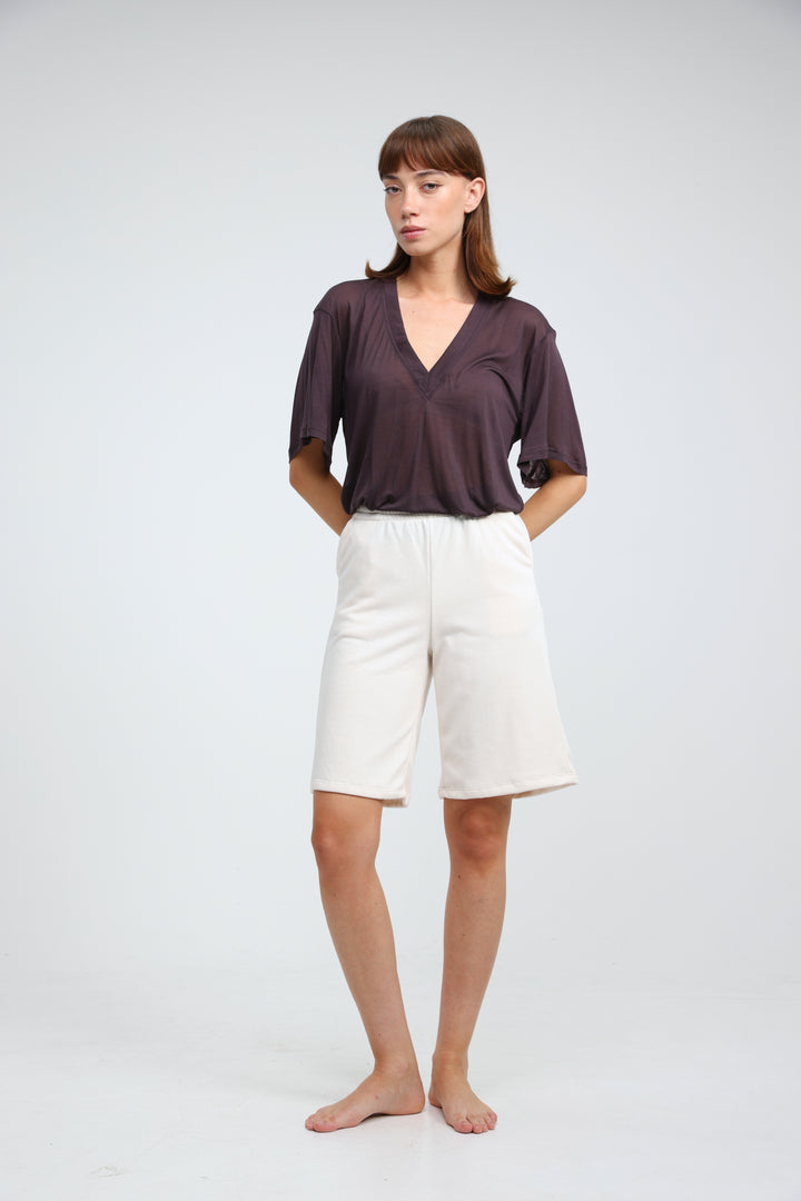 Clean38 Cream Bermuda Shorts
