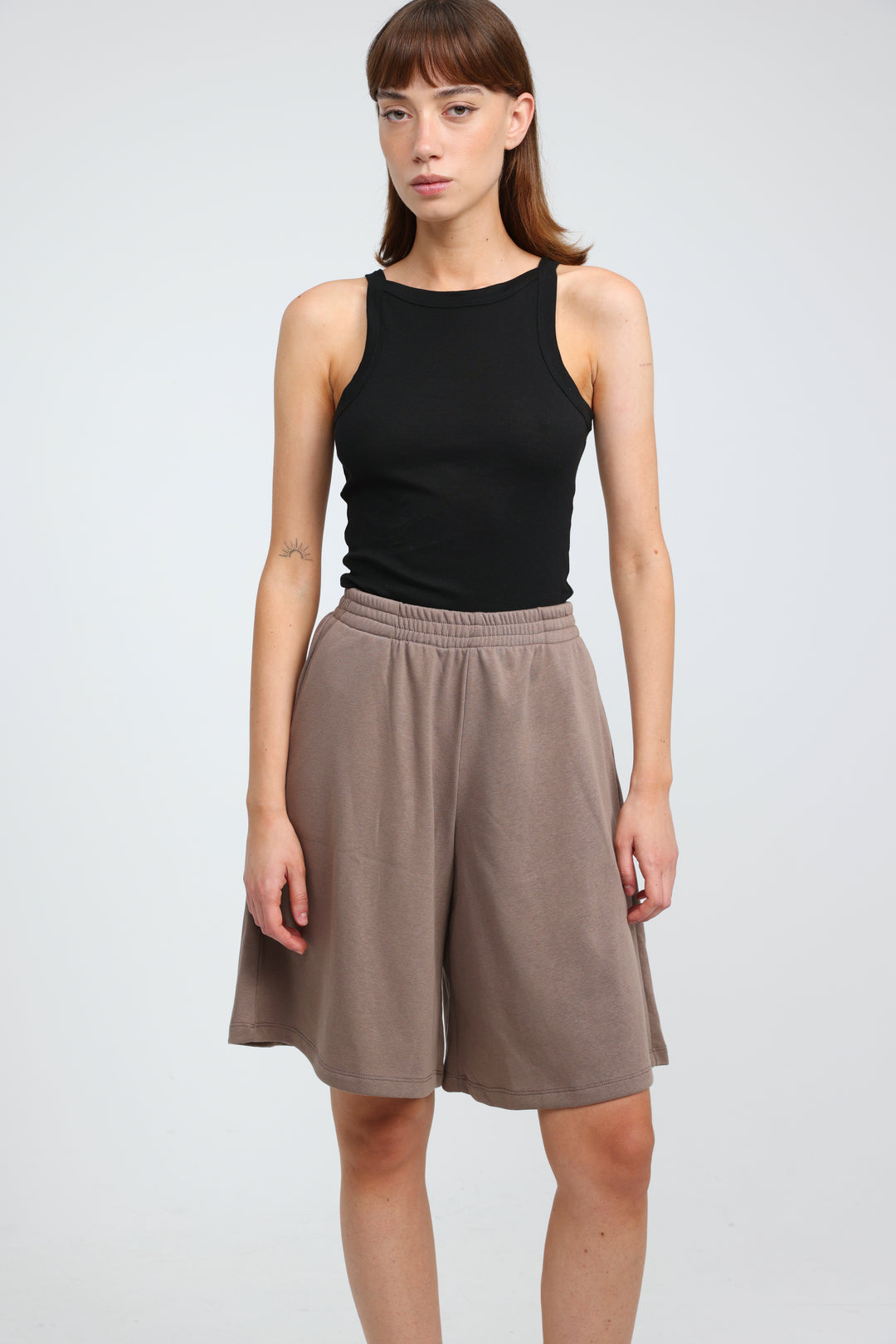 Clean37 Brown Wide Bermuda Shorts