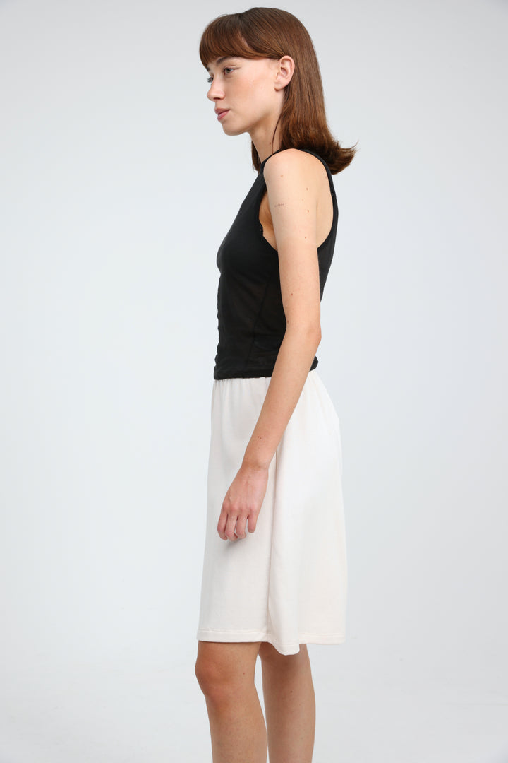 Clean37 Cream Wide Bermuda Shorts