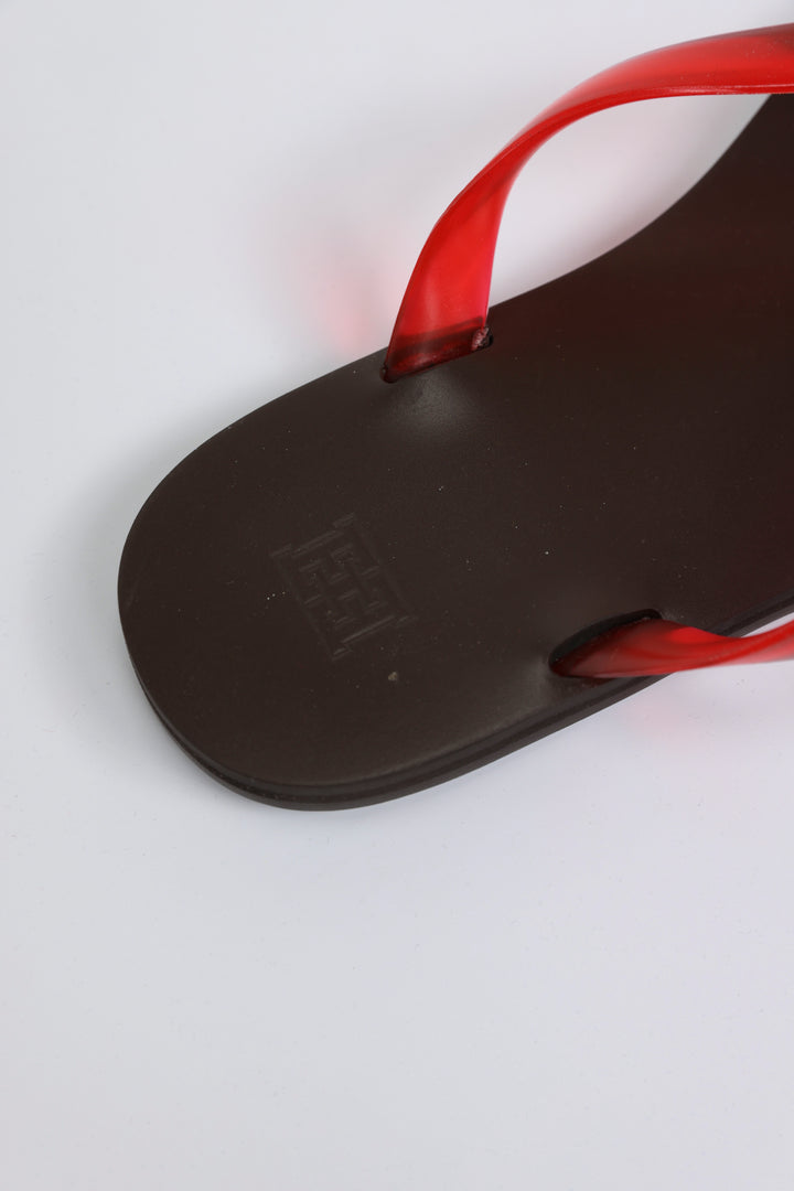 Clean Translucent Red Flip Flops