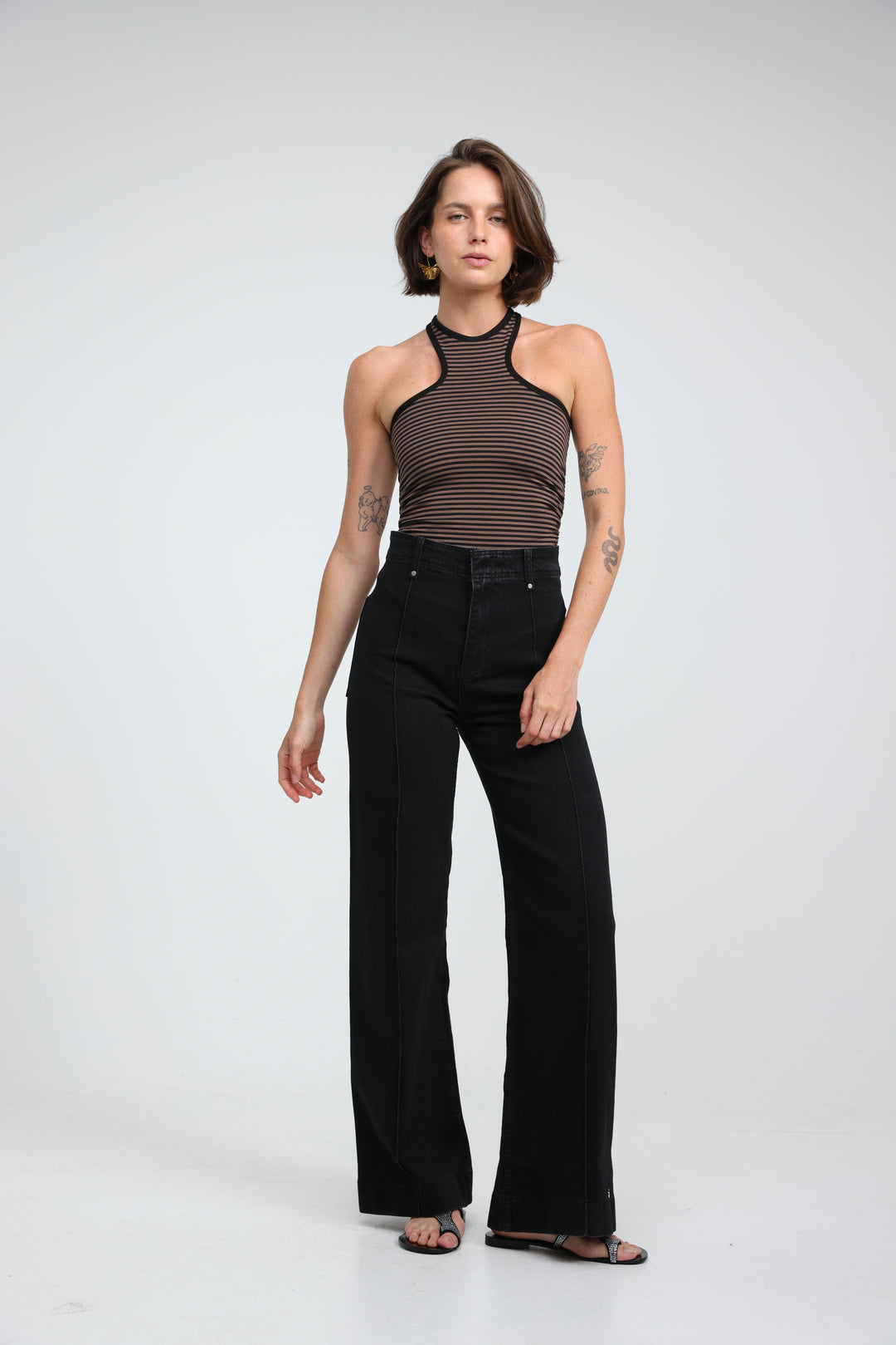 CottonSugar Brown Striped Tank