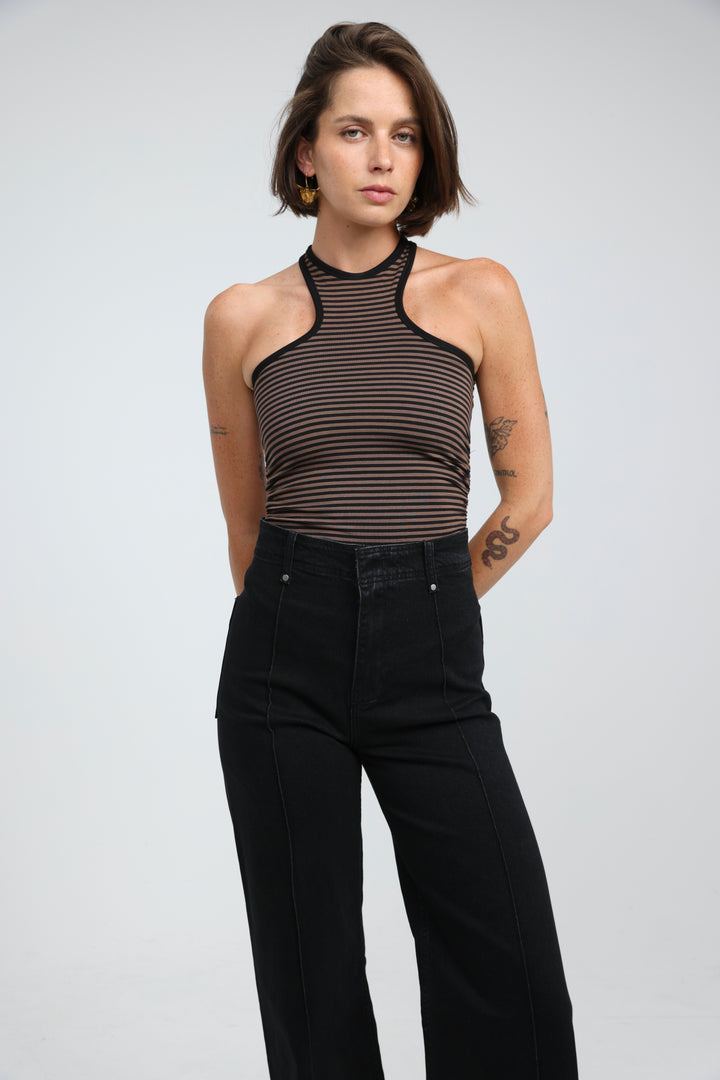 CottonSugar Brown Striped Tank