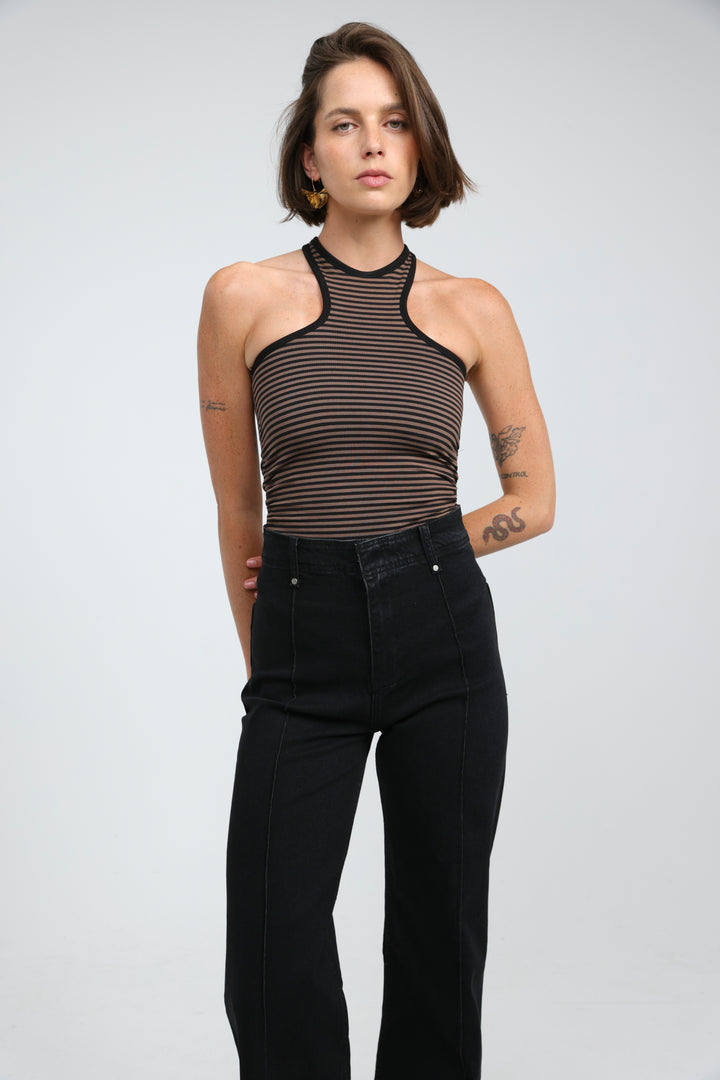 CottonSugar Brown Striped Tank