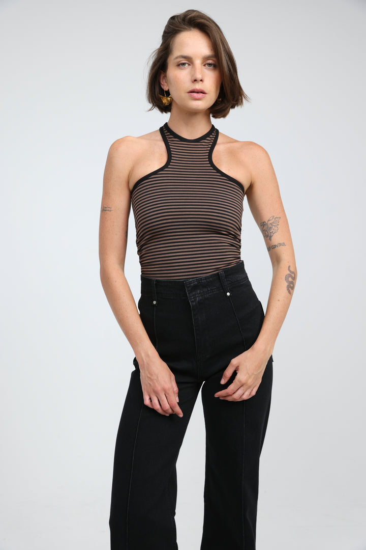 CottonSugar Brown Striped Tank