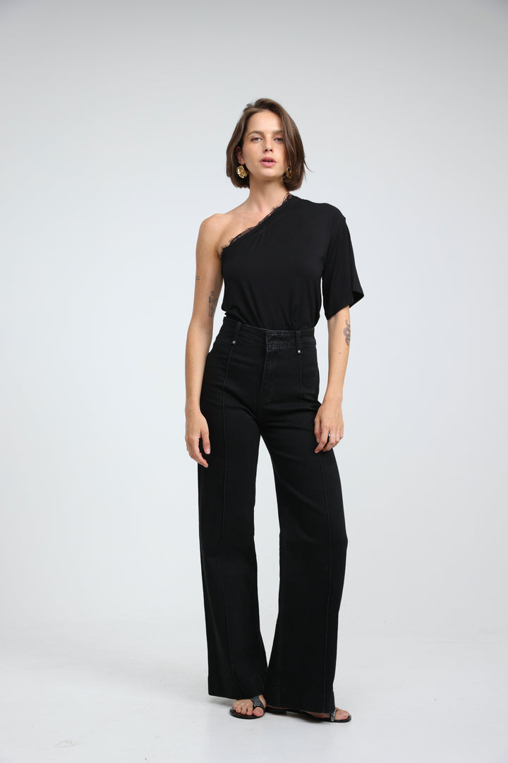 Candy Black One Shoulder Top