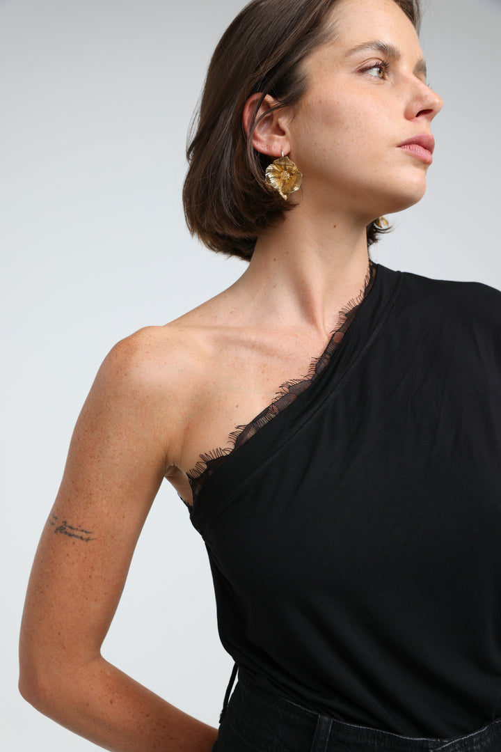 Candy Black One Shoulder Top