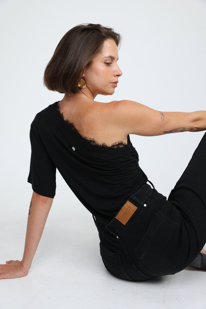 Candy Black One Shoulder Top