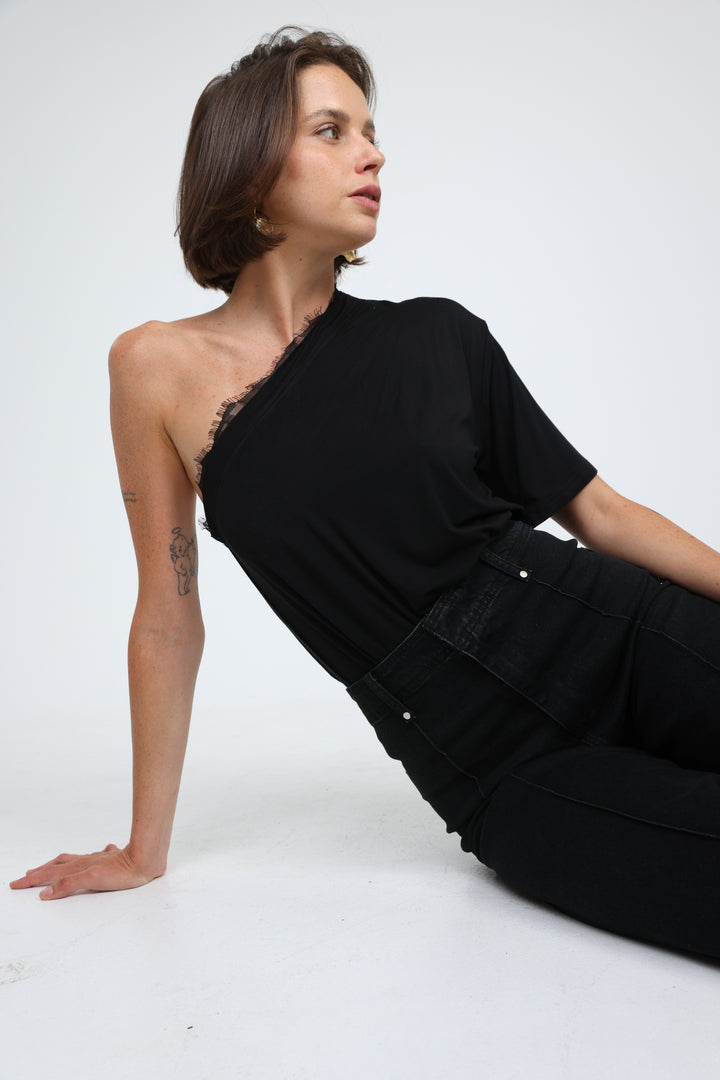 Candy Black One Shoulder Top