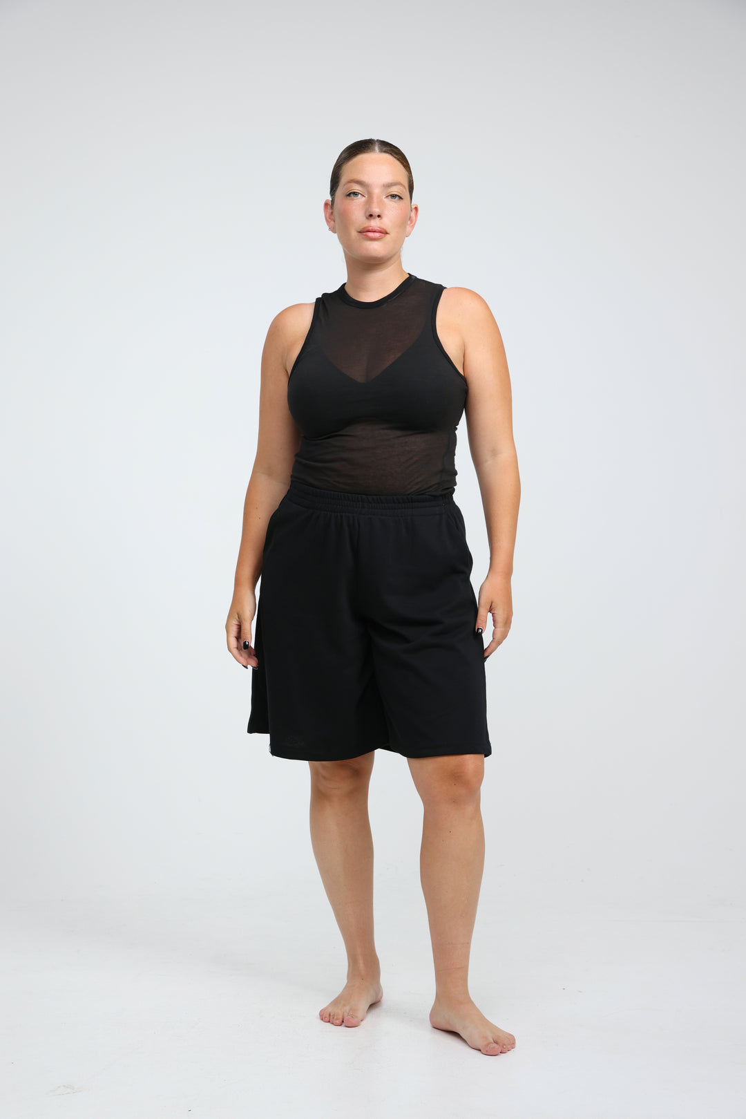 Clean37 Black Wide Bermuda Shorts
