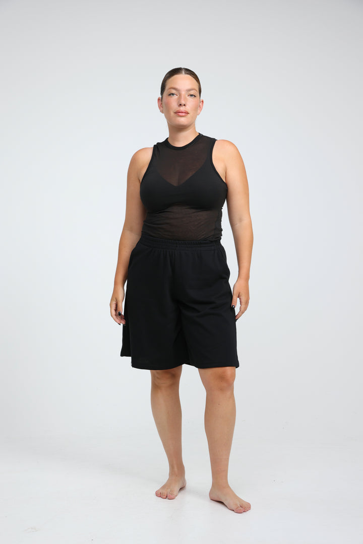 Clean37 Black Wide Bermuda Shorts