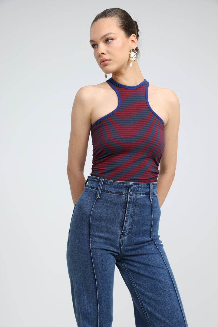 CottonSugar Wine Striped Tank