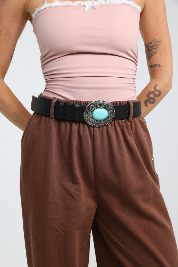 Turquoise Buckle Black Belt