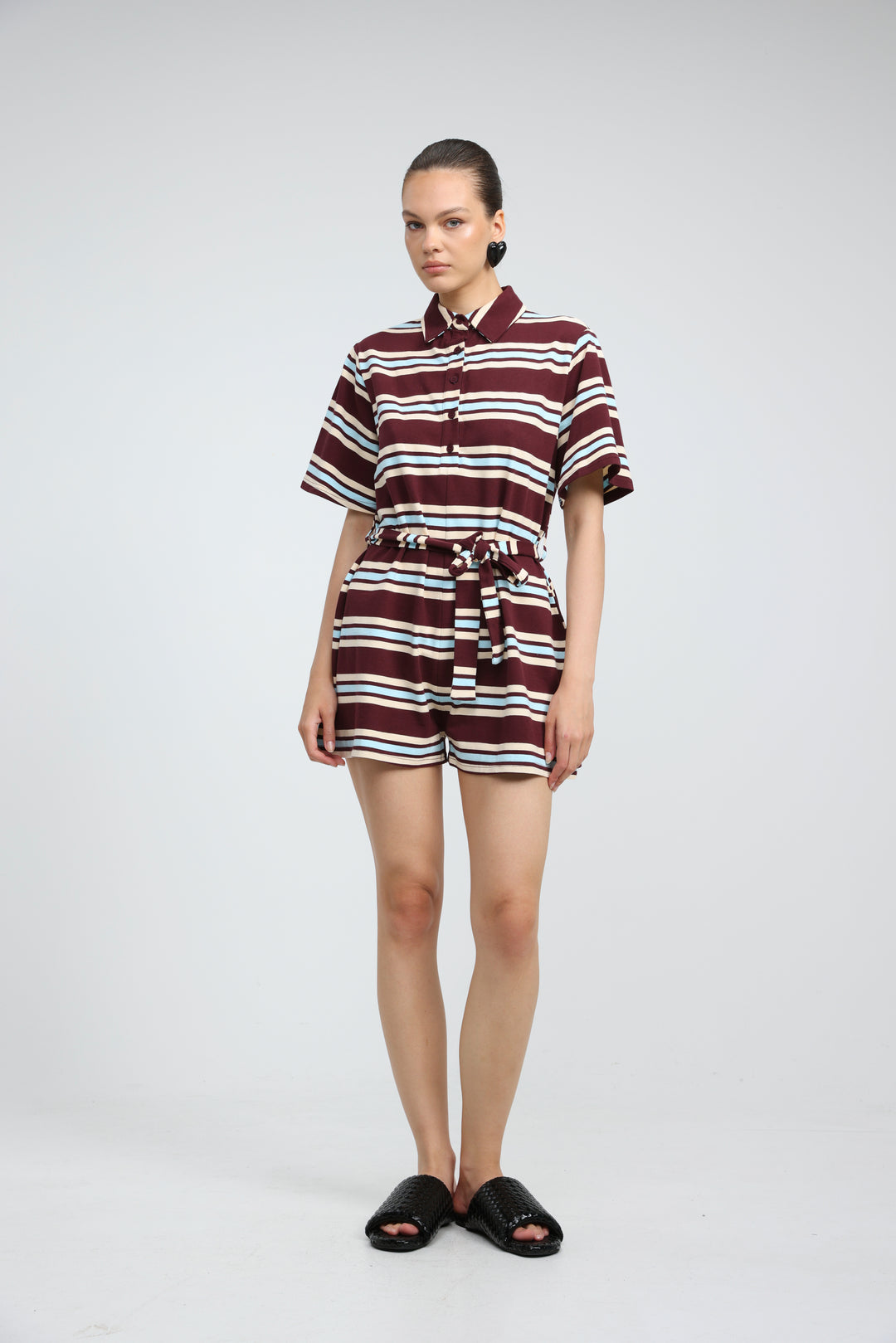 JellyBloom Wine Striped Jumpsuit