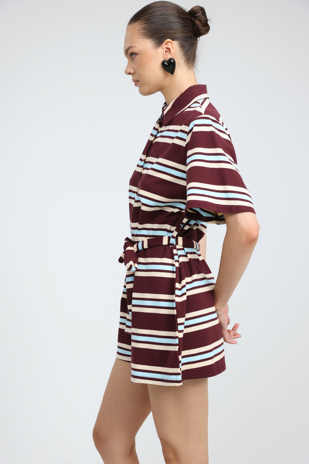 JellyBloom Wine Striped Jumpsuit