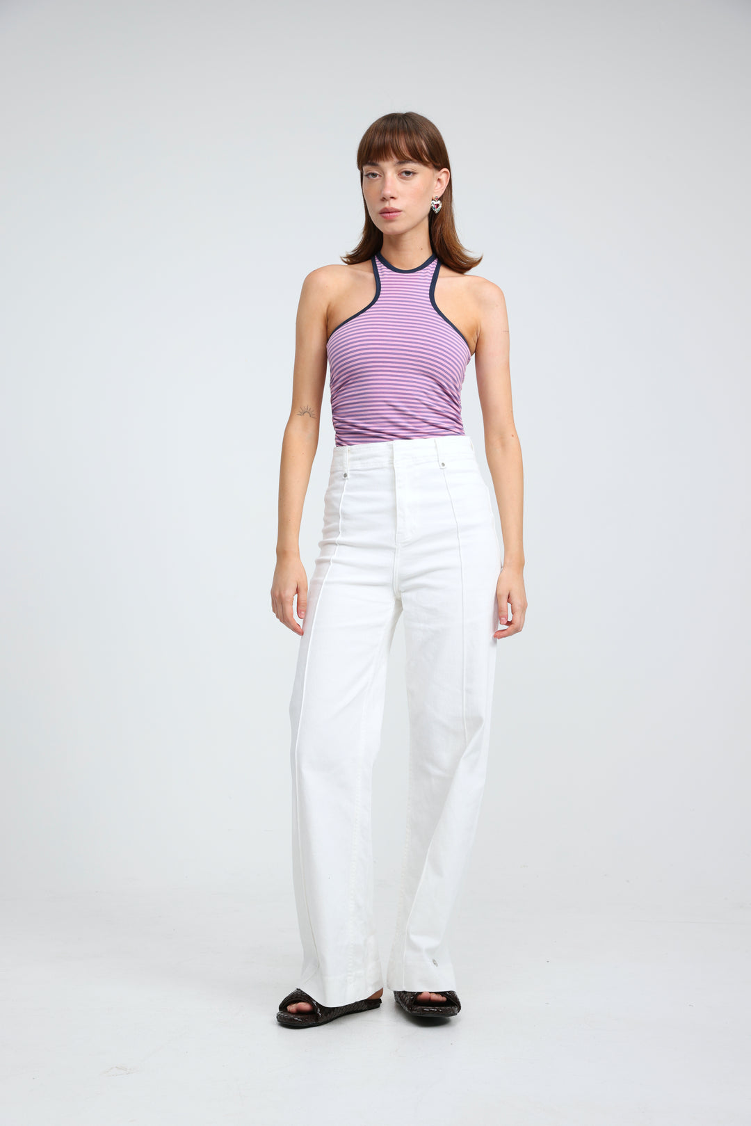 CottonSugar Purple Striped Tank