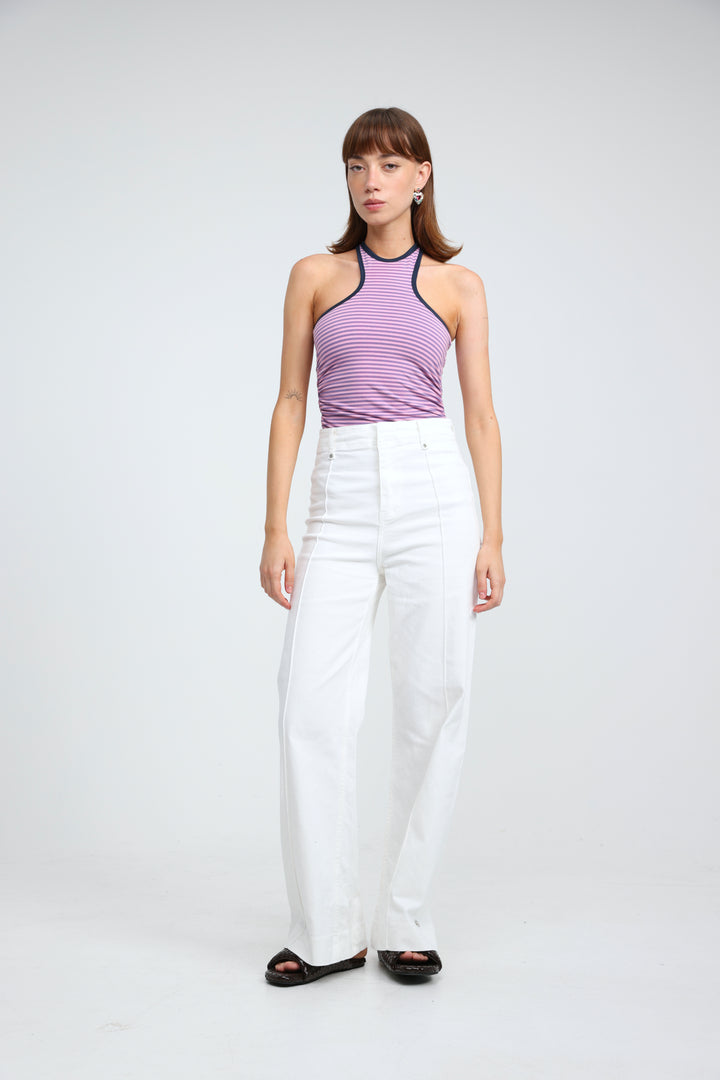 CottonSugar Purple Striped Tank