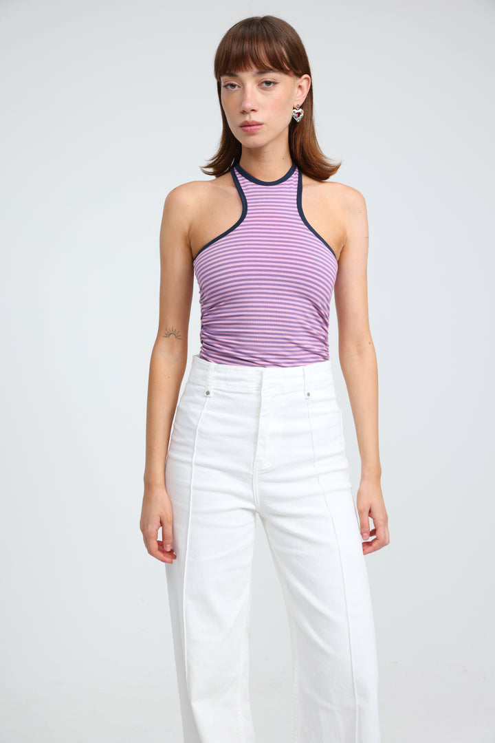 CottonSugar Purple Striped Tank