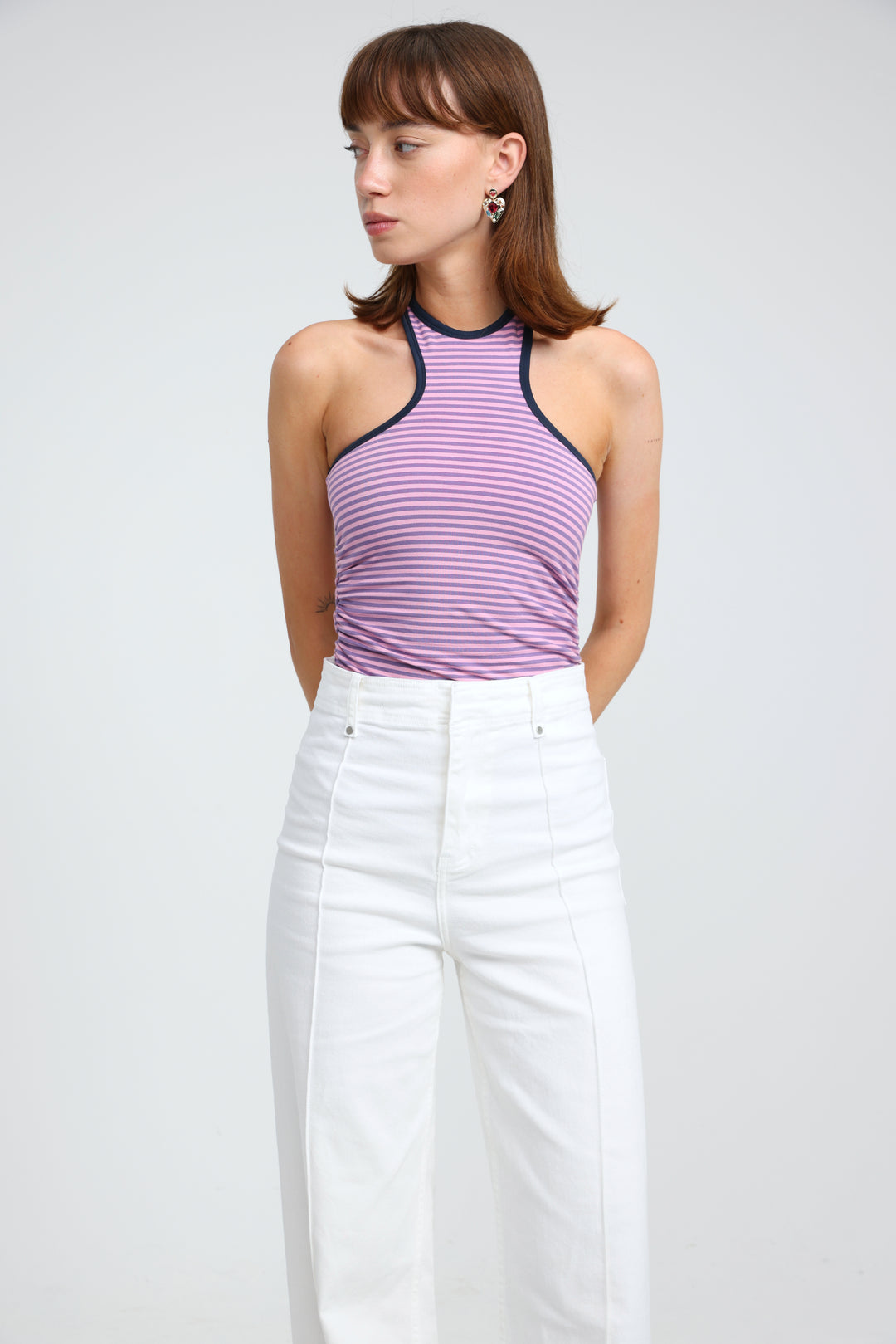 CottonSugar Purple Striped Tank