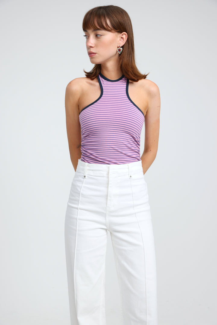 CottonSugar Purple Striped Tank