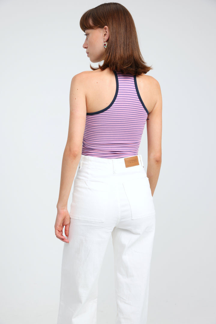 CottonSugar Purple Striped Tank