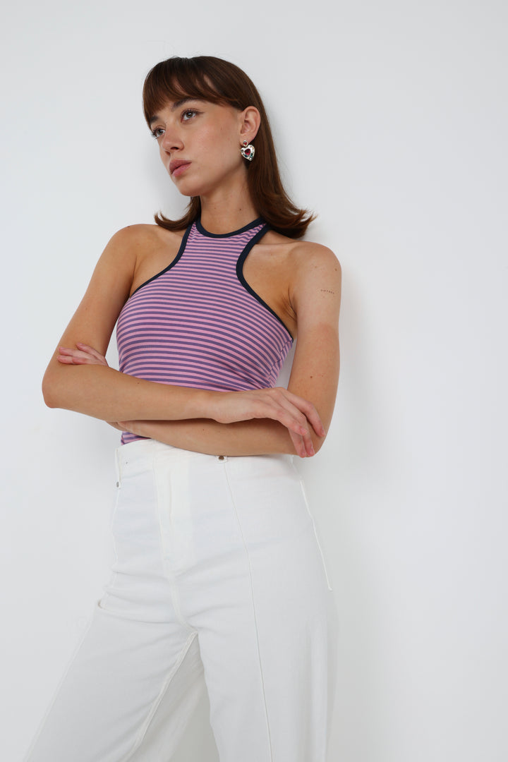 CottonSugar Purple Striped Tank