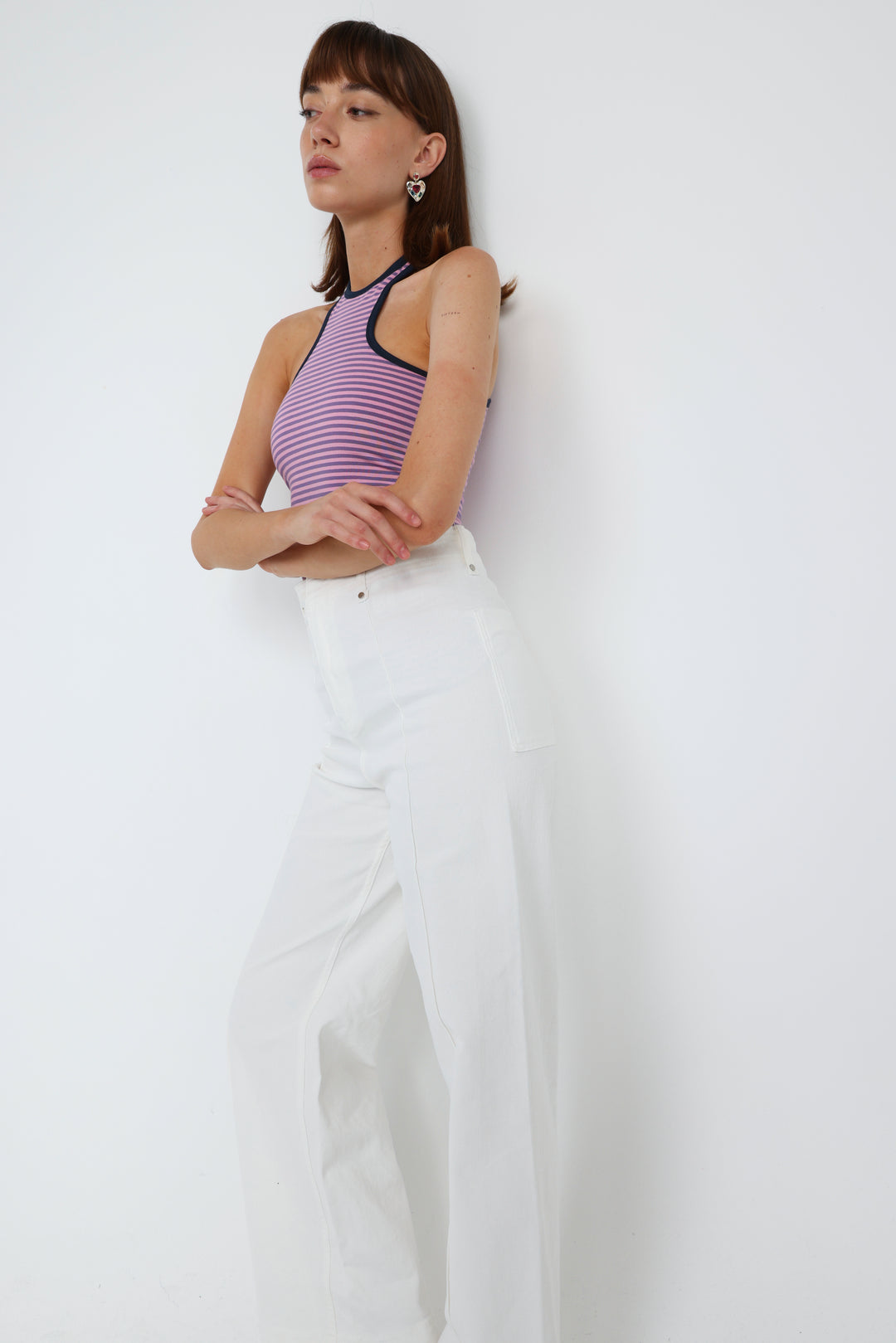 CottonSugar Purple Striped Tank