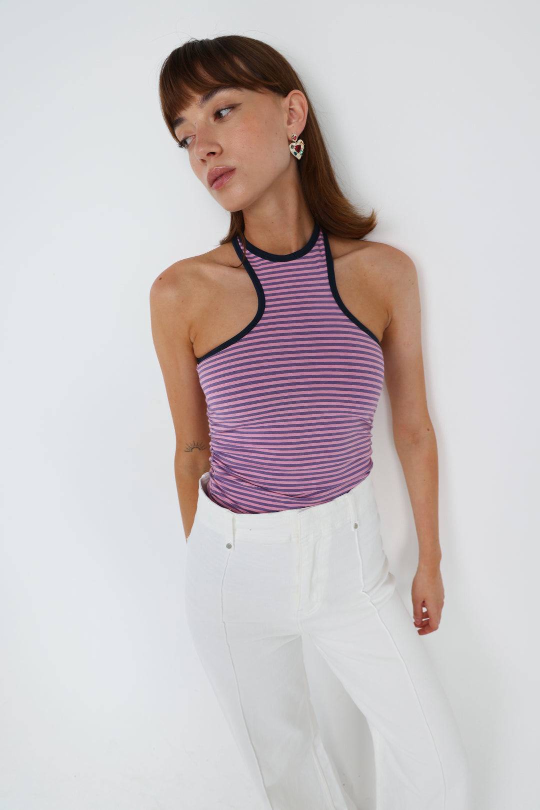 CottonSugar Purple Striped Tank