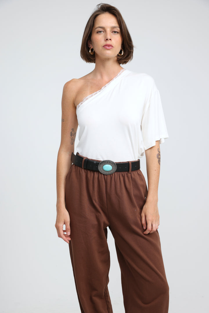 Candy White One Shoulder Top