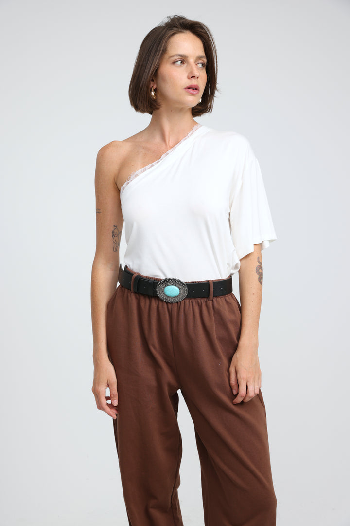 Candy White One Shoulder Top