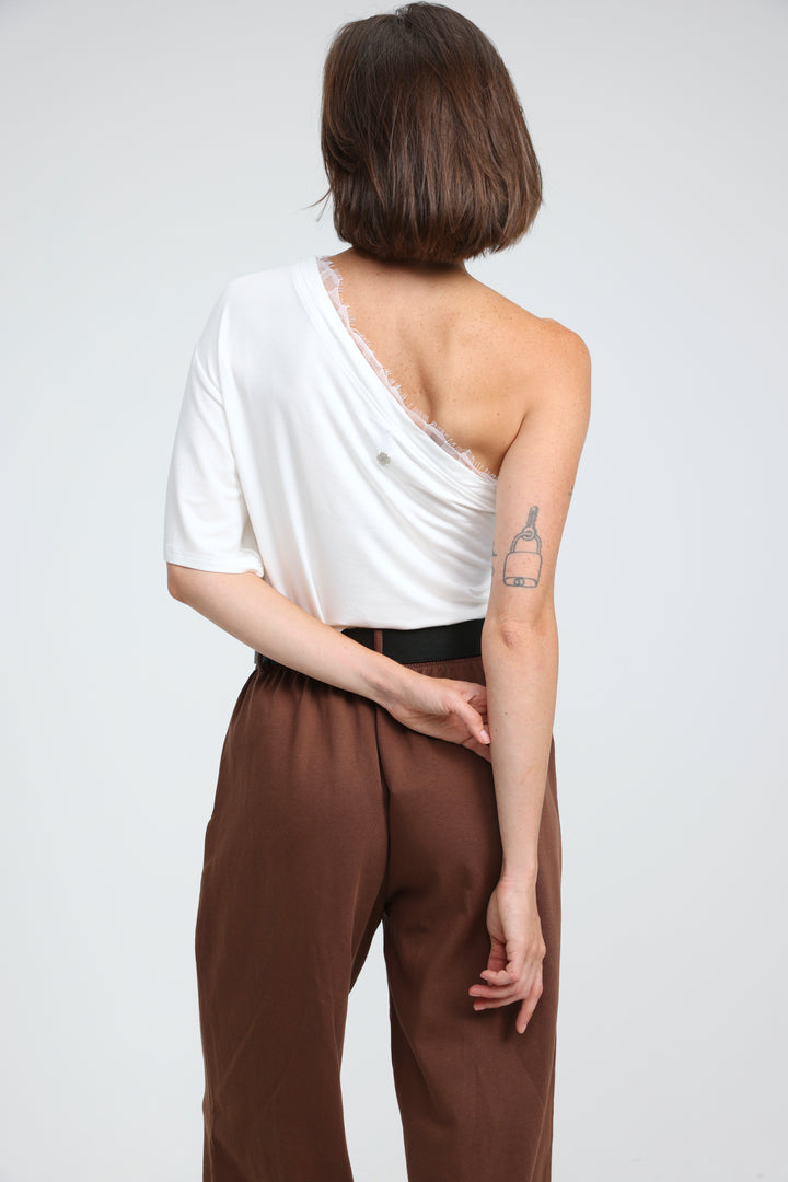 Candy White One Shoulder Top