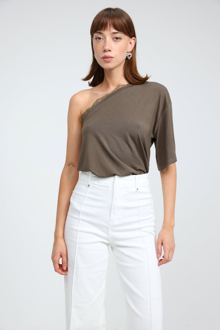 Candy Olive One Shoulder Top