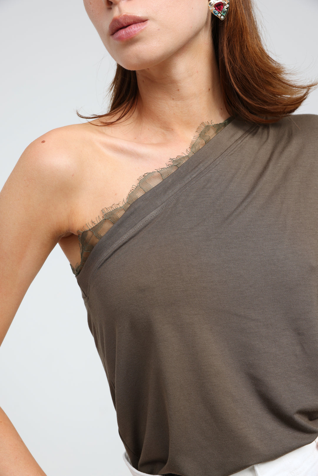 Candy Olive One Shoulder Top