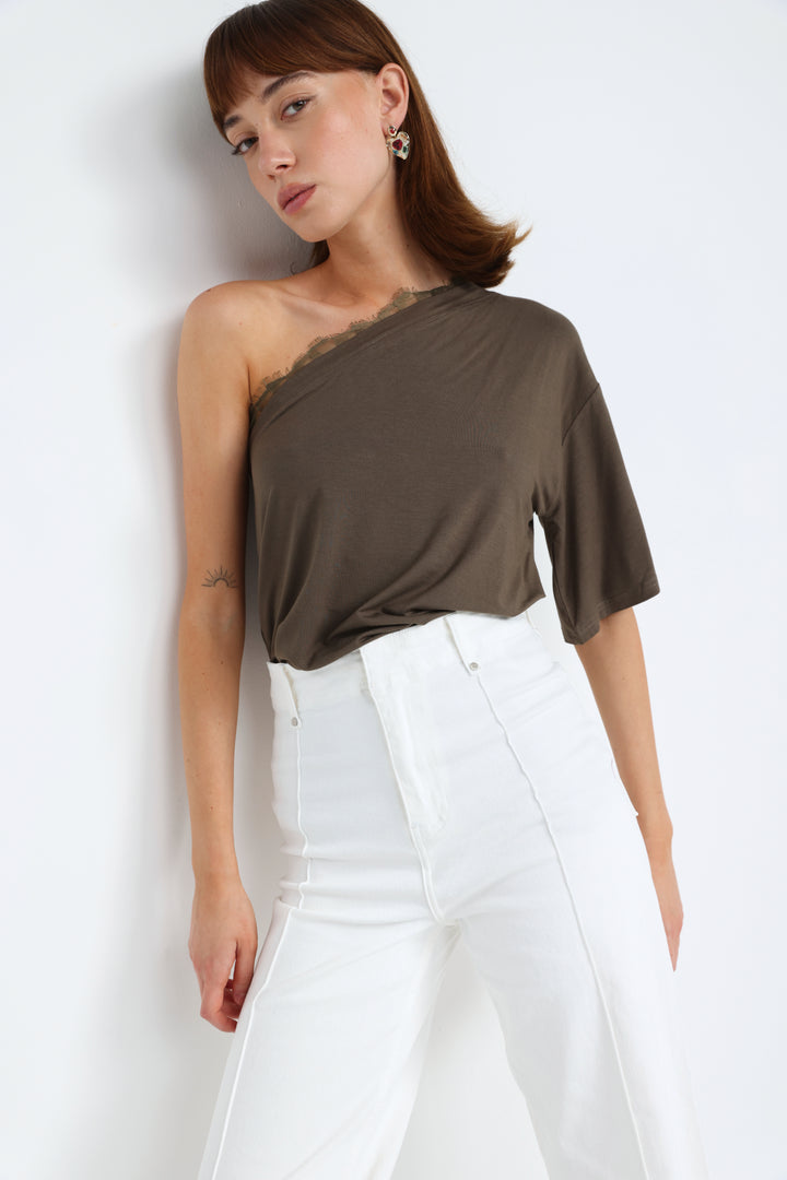 Candy Olive One Shoulder Top