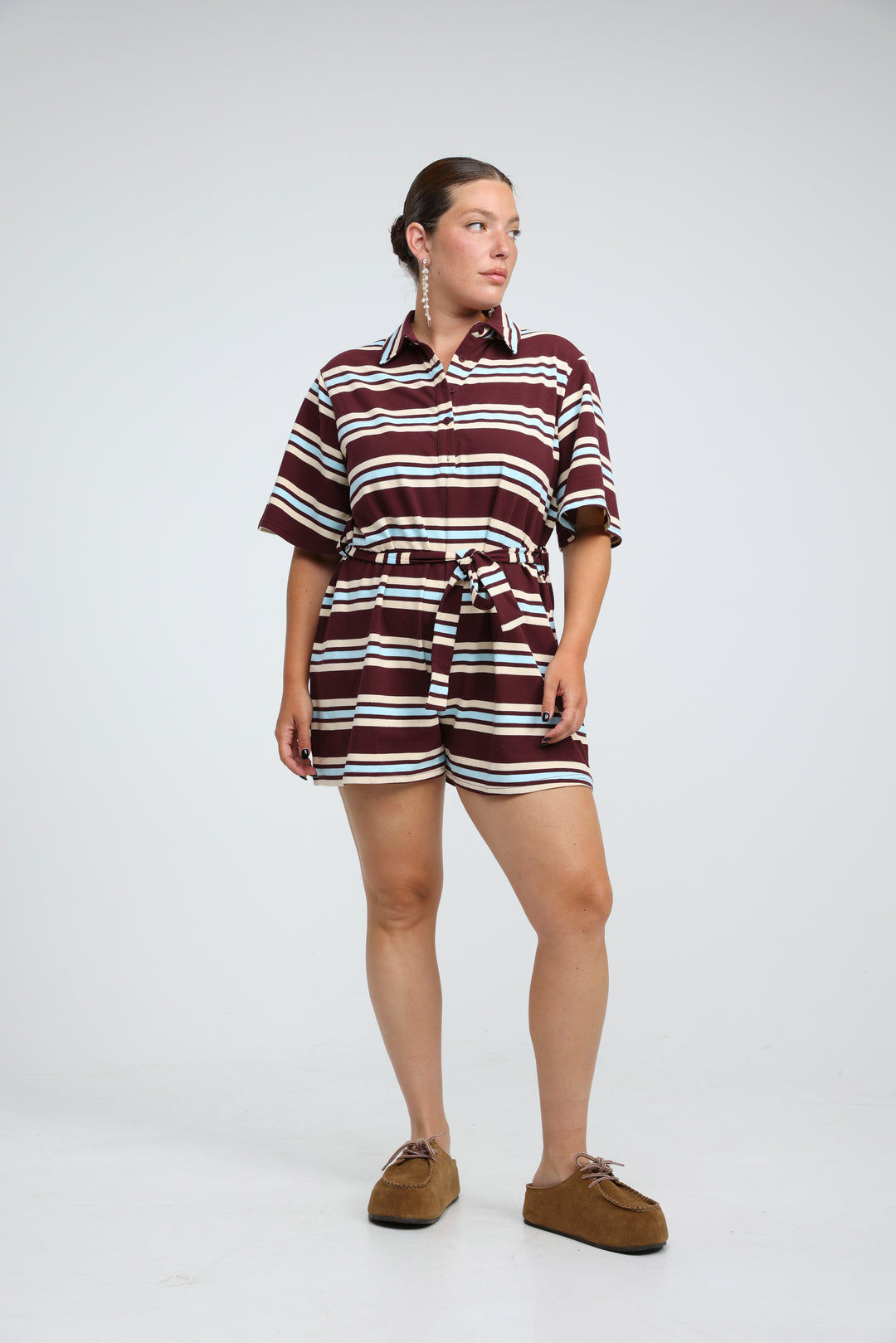 JellyBloom Wine Striped Jumpsuit