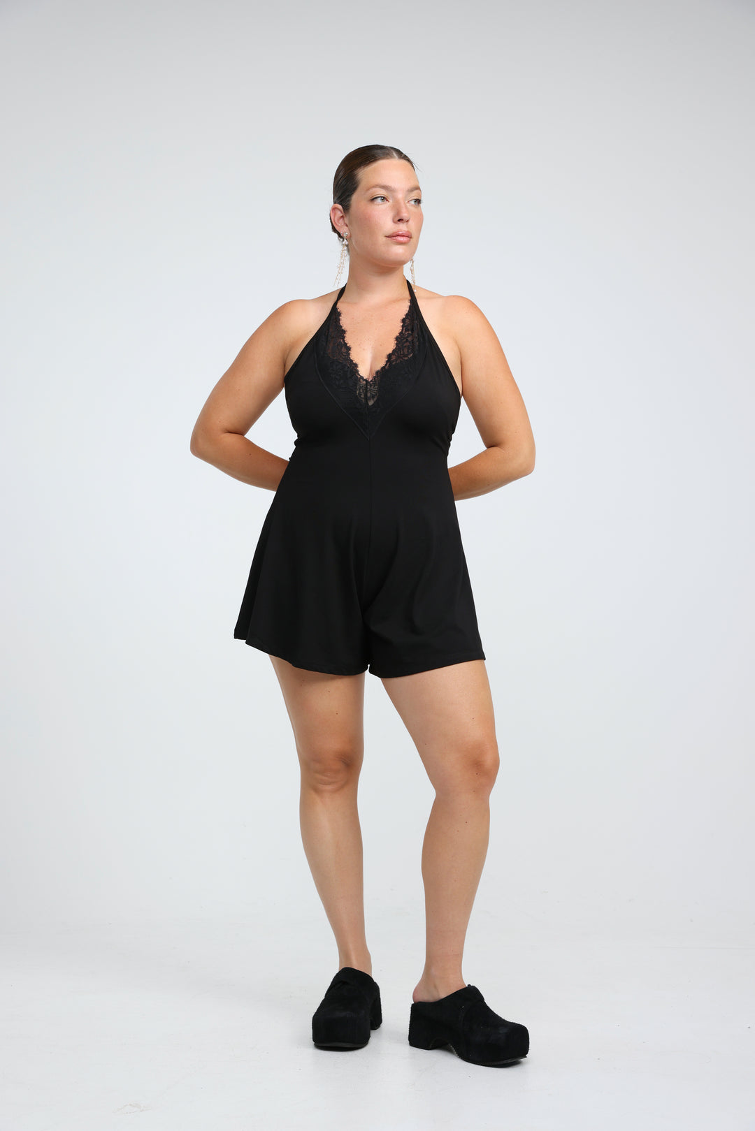Halter Black Short Jumpsuit