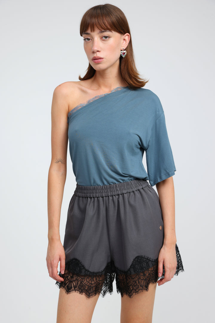 Candy Blue One Shoulder Top