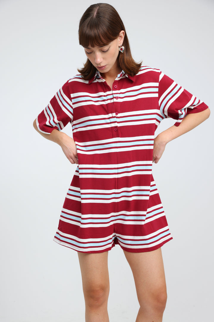 JellyBloom Red Striped Jumpsuit